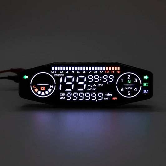 12V Universal Motorcycle Speedometer Digital Speed Meter LED Oil Gauge Tachometer Dashboard Instrument Panel Meter LCD Display