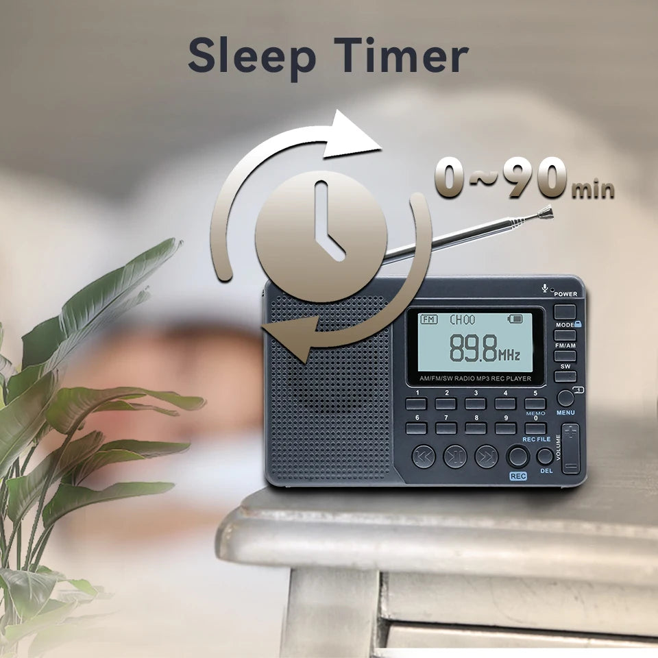 RETEKESS V115 Radio FM AM SW Portable Radios Rechargeable  Radio Batteries multiple bands  USB Recorder Speaker for Elders TX32