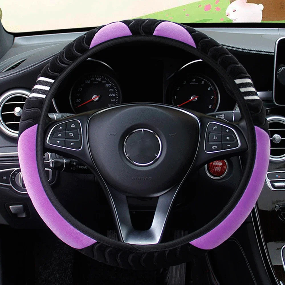 Universal Car Steering Wheel Cover Little Monster Styling Decor Steering Wheel Elastic Covers for Men Women Winter Plush Warm