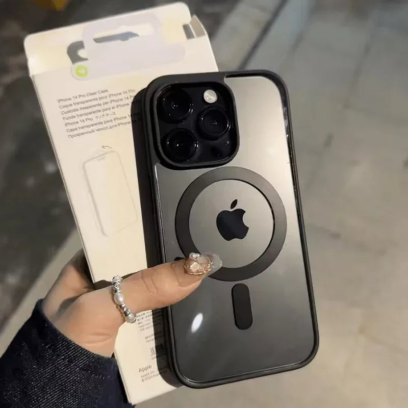 New Black Transparent Magsafe Magnetic Case For iPhone 16 15 14 13 12 11 Pro Max Wireless Charging Acrylic Hard Protect Cover