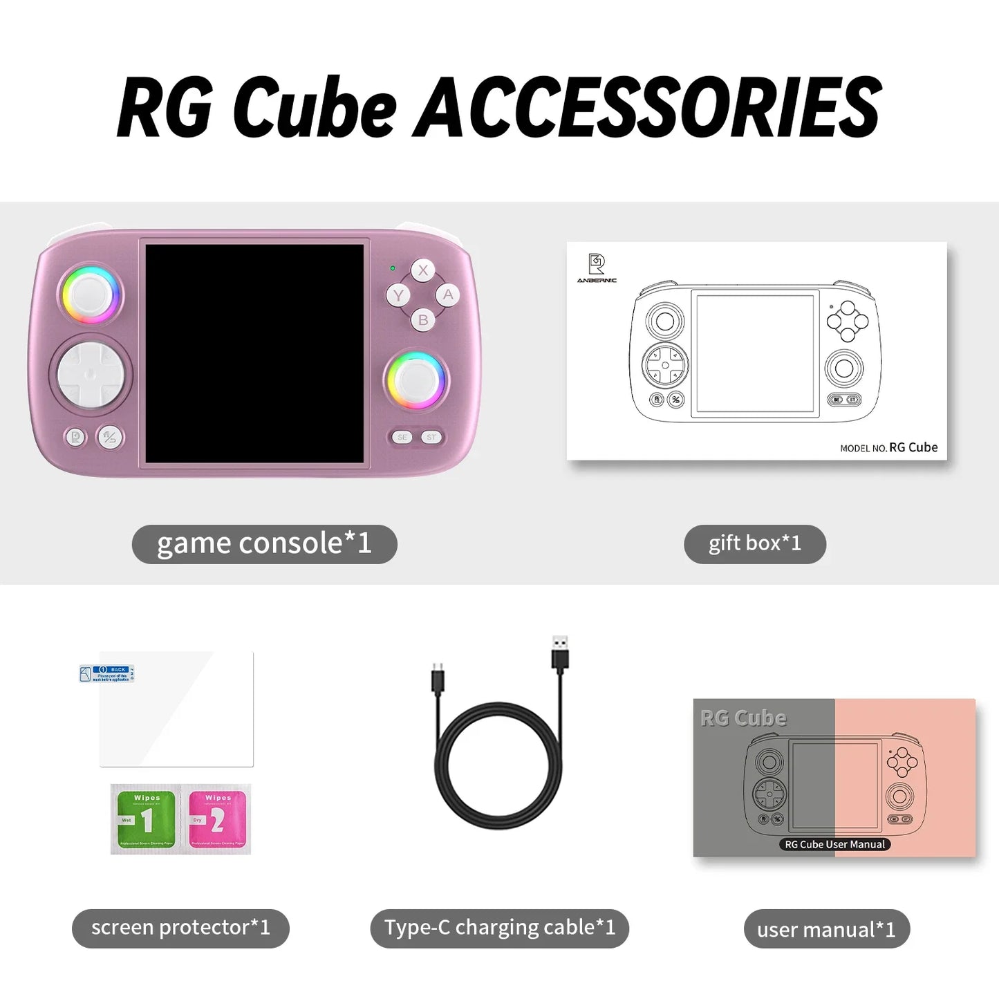 ANBERNIC RG Cube Handheld Game Console 3.95'' IPS Touch Screen Android13 RGB Lighting Effect RGCUBE Streaming Retro Video Player