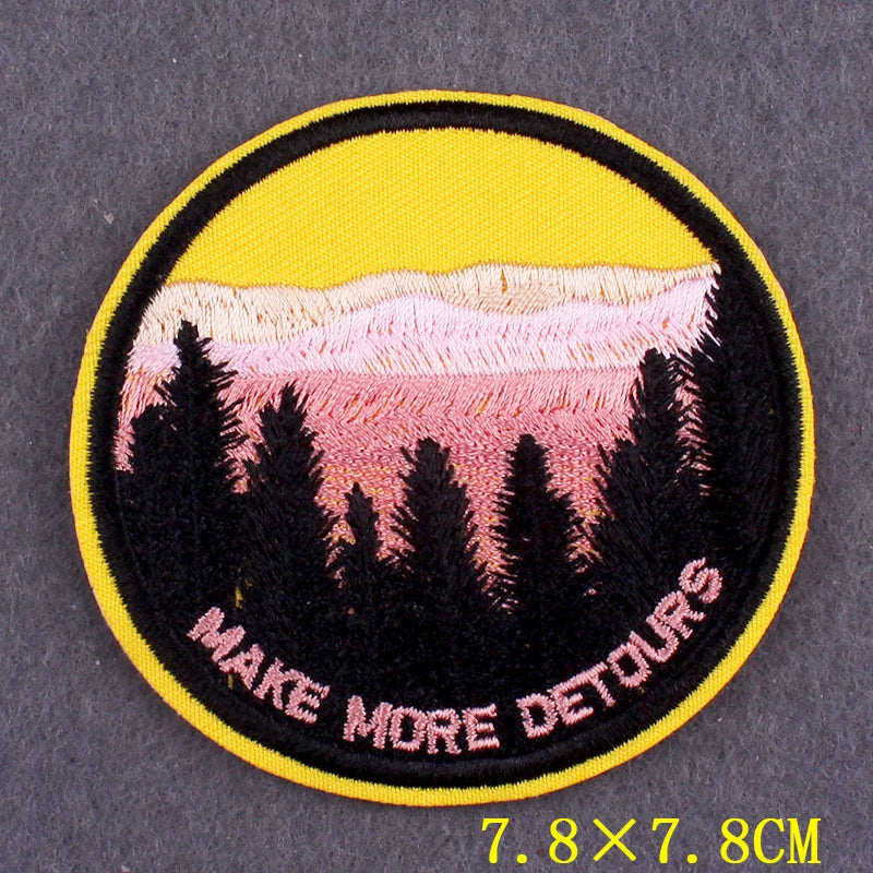 Hiking Adventure Patches For Clothing Stickers DIY Hook Loop Badges Camping Embroidery Patch Iron On Patches On Clothes Stripes
