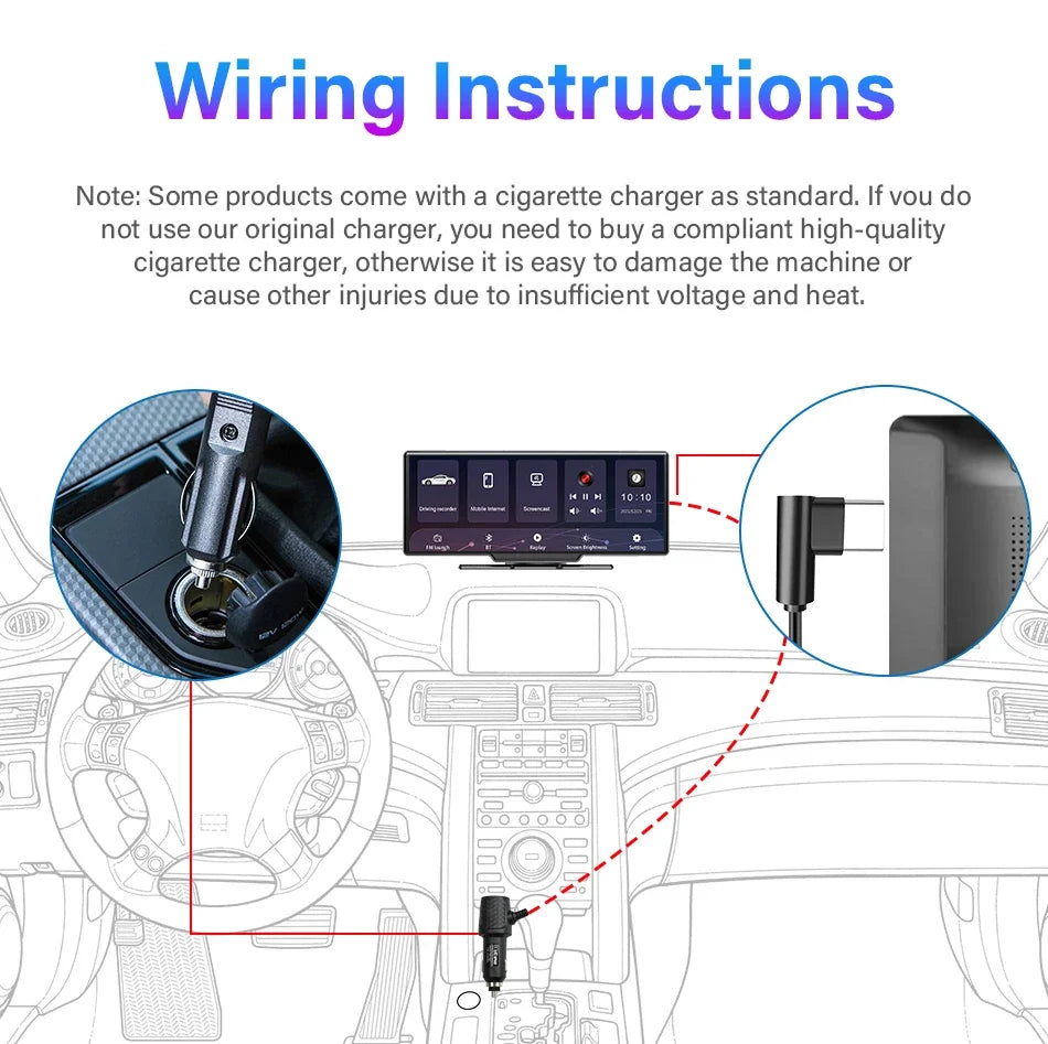 Jansite 10.26" 4K DVR Wireless CarPlay & Android Auto Dash Cam GPS Navigation 24h Park Monitor Night Vision Rear View Mirror