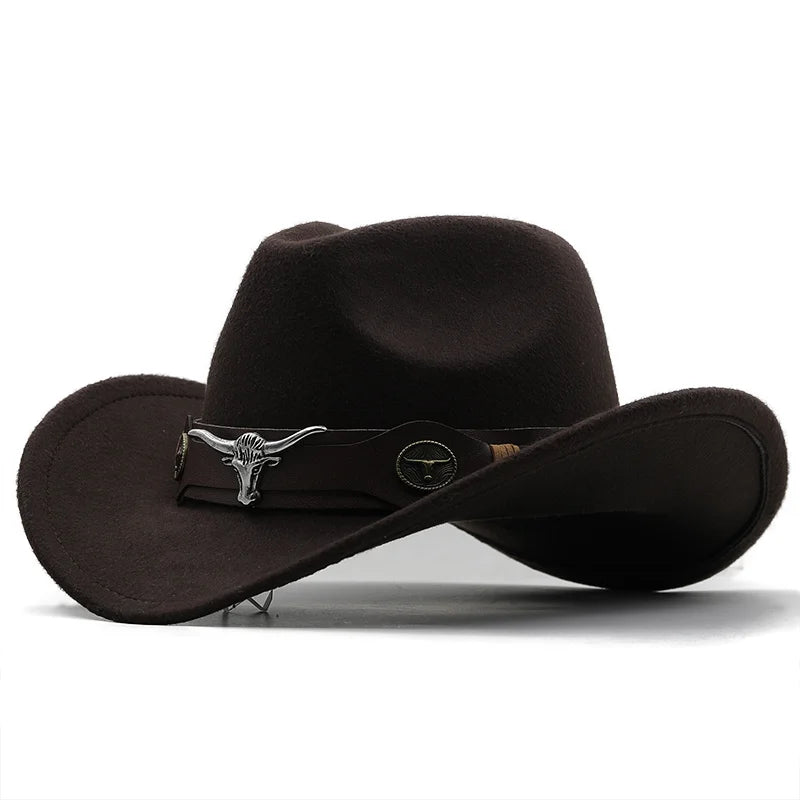 West cowboy hat Chapeu black wool man Wome hat Hombre Jazz hat Cowgirl large hat for men sombreros 56-58Cm