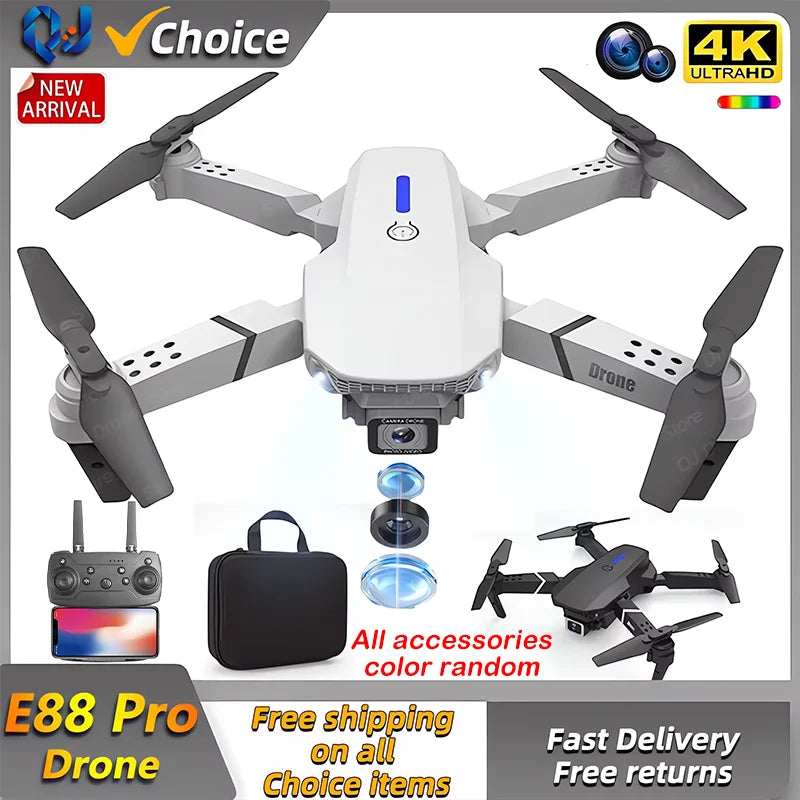 2024 E88Pro RC Drone 4K Professinal With 1080P Wide Angle HD Camera Foldable Helicopter WIFI FPV Height Hold Gift Toy