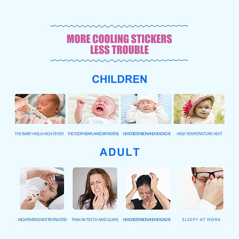 2/10/20Pcs Baby Cooling Patches for Fever Discomfort & Pain Relief, Kids Adults Cooling Relief Fever Reducer Sticker for Summer