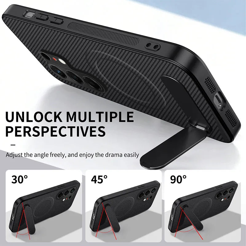 For Tecno Camon 50 40 Pro Plus Case Carbon Fiber Texture Magnetic Bracket PC Cover For Tecno Camon 40C Shockproof Bumper Funda