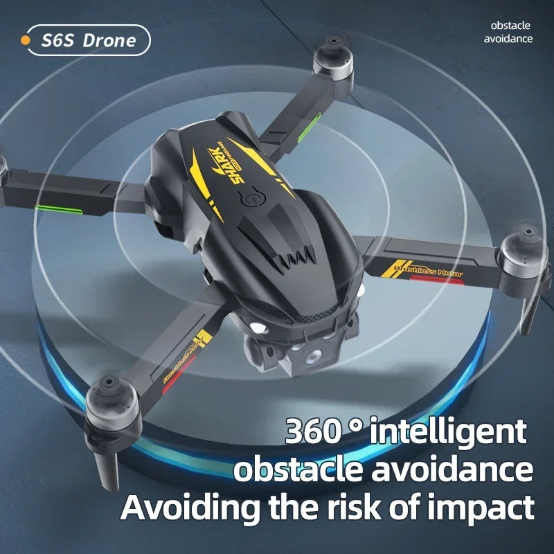 Hot Shark Drone S6S Brushless Professional 8K HD Camera WIFI FPV Obstacle Avoidance Optical Flow RC Foldable Quadcopter Toys
