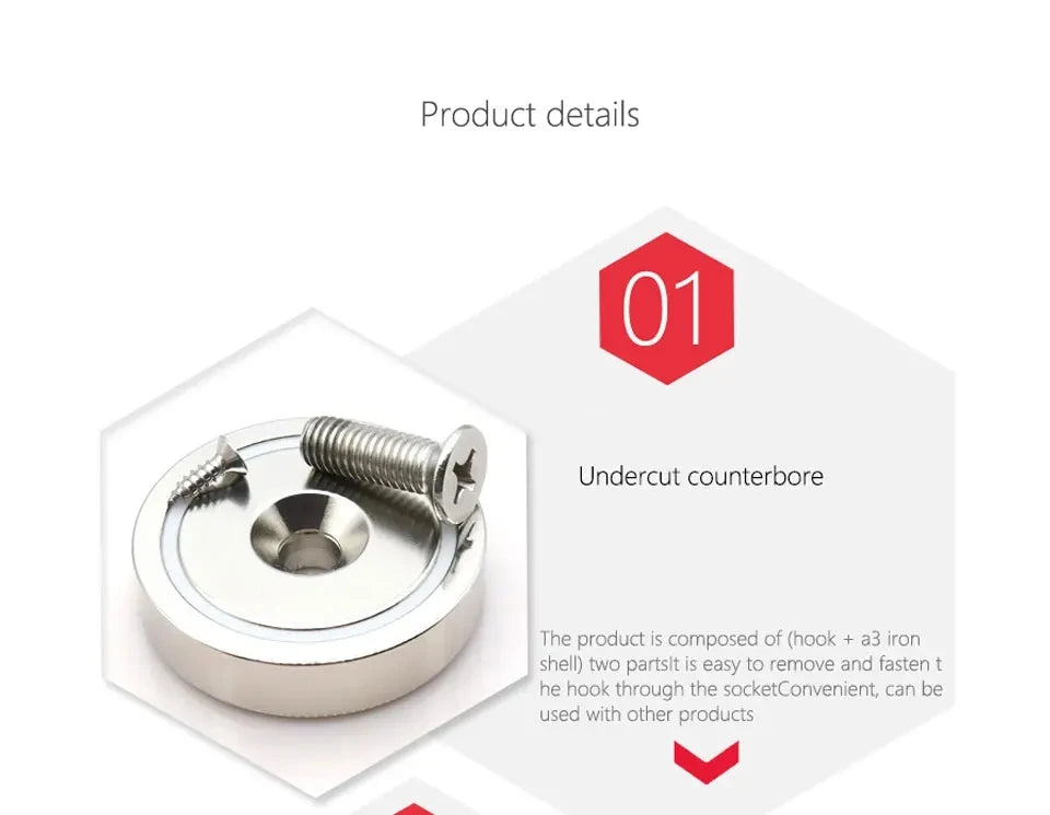 1Pcs Super Strong Cup Magnetic Neodymium Countersunk Hole POT Magnet Strong with Screw for Wall Mounting Round POT Magnets Imans