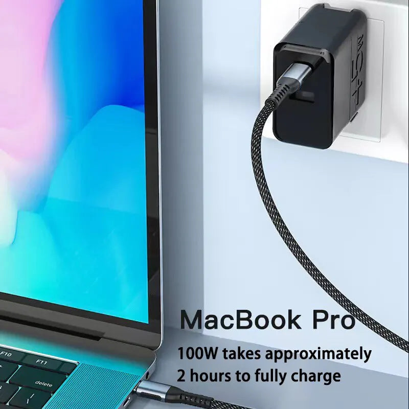 100W 6A Fast Charging Type C To Type C Cable for Samsung Xiaomi Redmi Charger USB C Cable for MacBook Pro iPad Pro Data Cable