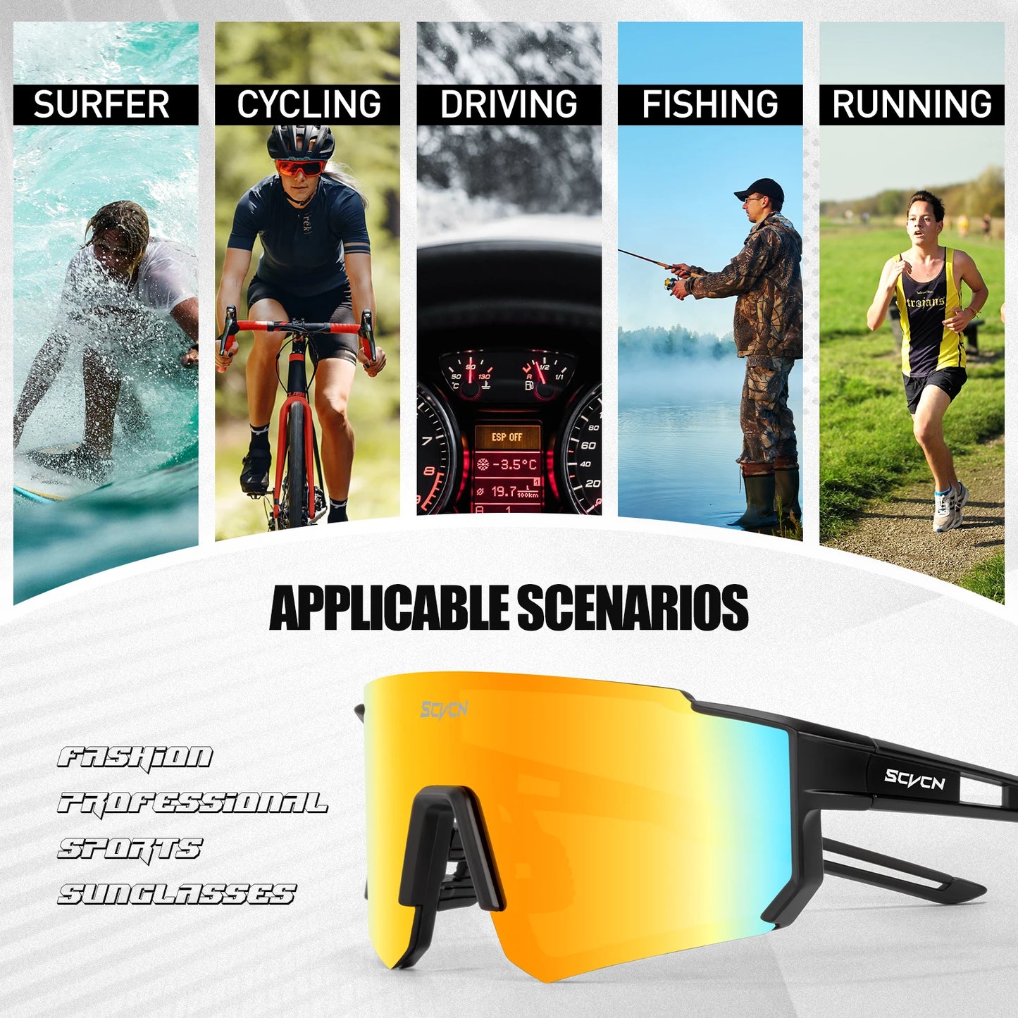 SCVCN Cycling Glasses Bike Sunglasses Men UV400 Eyewear Sports MTB Outdoor Goggles Bicycle Women Sunglasses Multi Color Riding