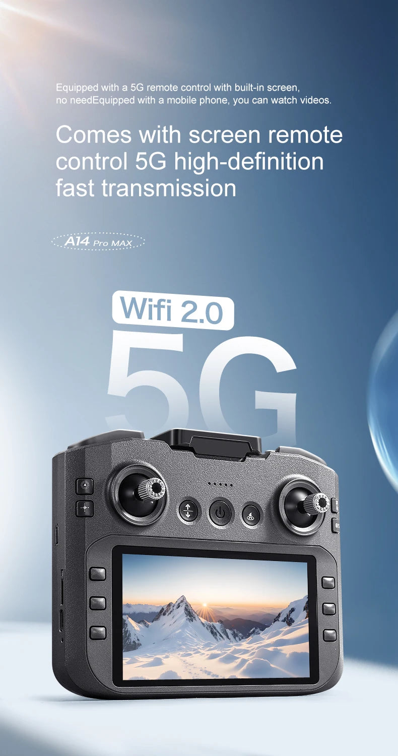 A14 PRO MAX Drone 8K Professional Camera Four-Axis Aerial Photography with Screen Remote Control 5000M 5G WIFI GPS FPV RC Dron