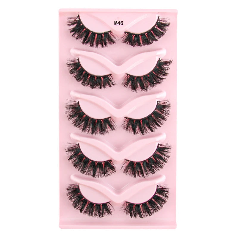3/5 Pairs Cat Eye False Lashes Natural Short Fluffy Eyelashes Wispy Half False Eyelashes Eye End Extension Faux Mink Makeup
