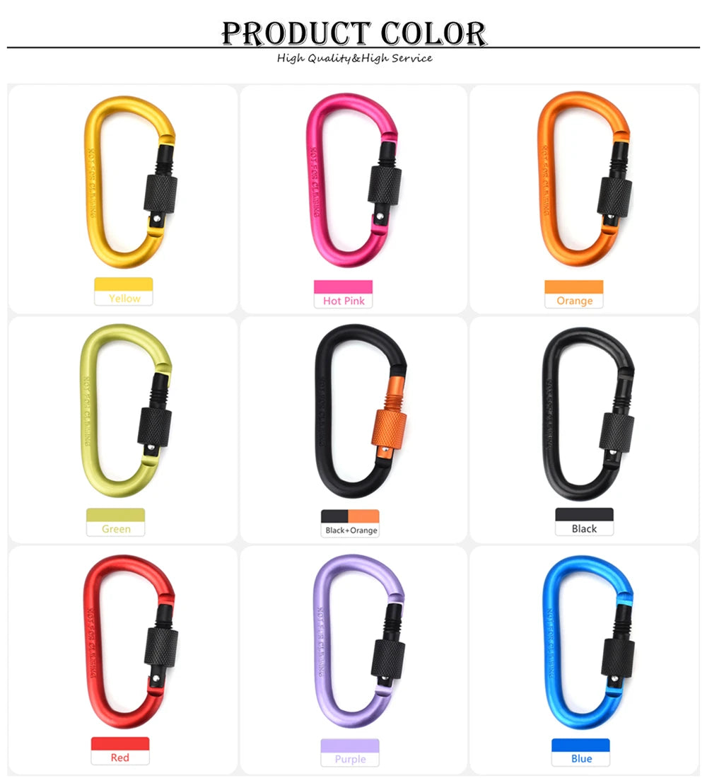 1pcs Aluminum Carabiner D-Ring Key Chain Clip Snap Hook Karabiner Camping Keyring 8 Colors
