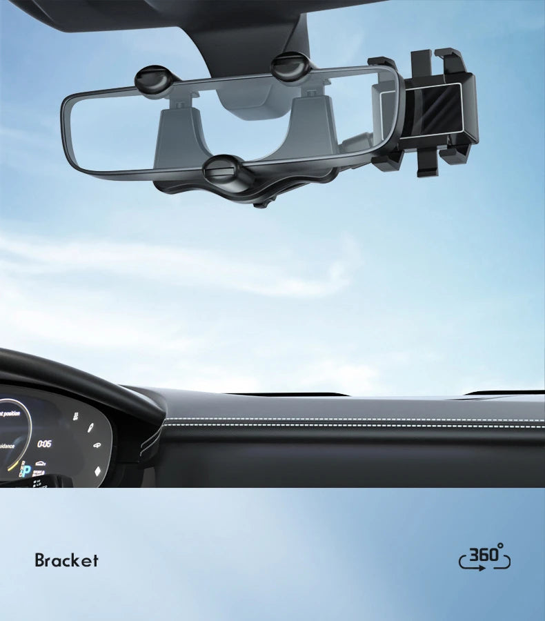 Car Phone Holder 360° Rearview Mirror Phone Holder Auto Rearview Mirror Seat Hanging Clip Bracket Cell Phone Holder for Car