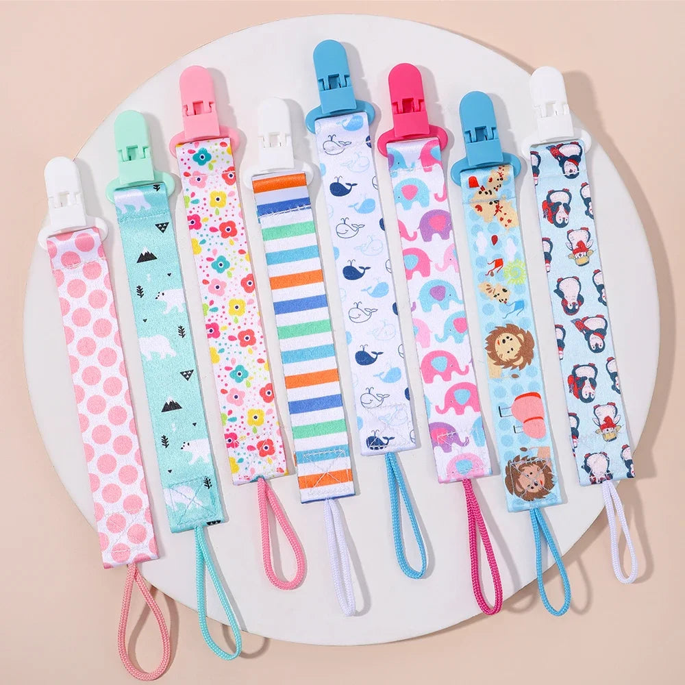 1pcs Fixed Button Baby Cartoon Pacifier Clips Chains Ribbon Soother Chains Anti-drop Buckle Strap for Pacifier Baby Feeding Gift