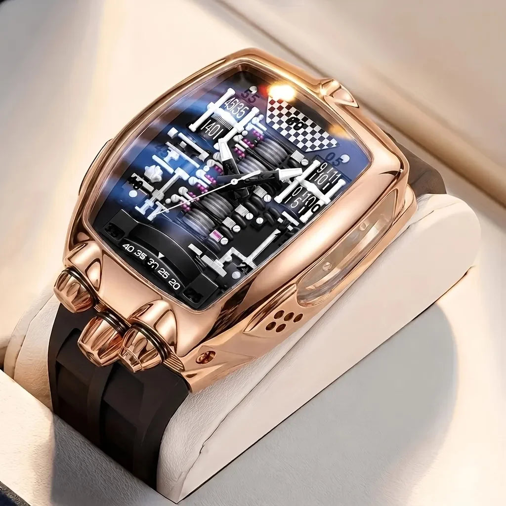 1pcs Men's black dial alloy strap vintage fashion tonneau sporty details Quartz Watch for business party holiday