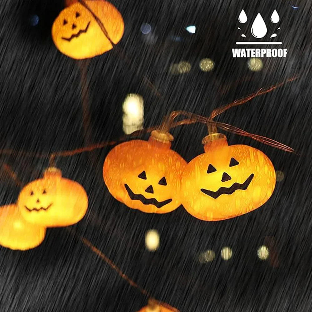 Halloween Pumpkin Led String Fairy Light Lamp Garland Battery Powered Waterproof Decorative Lanterns For Festive Room Ambiance