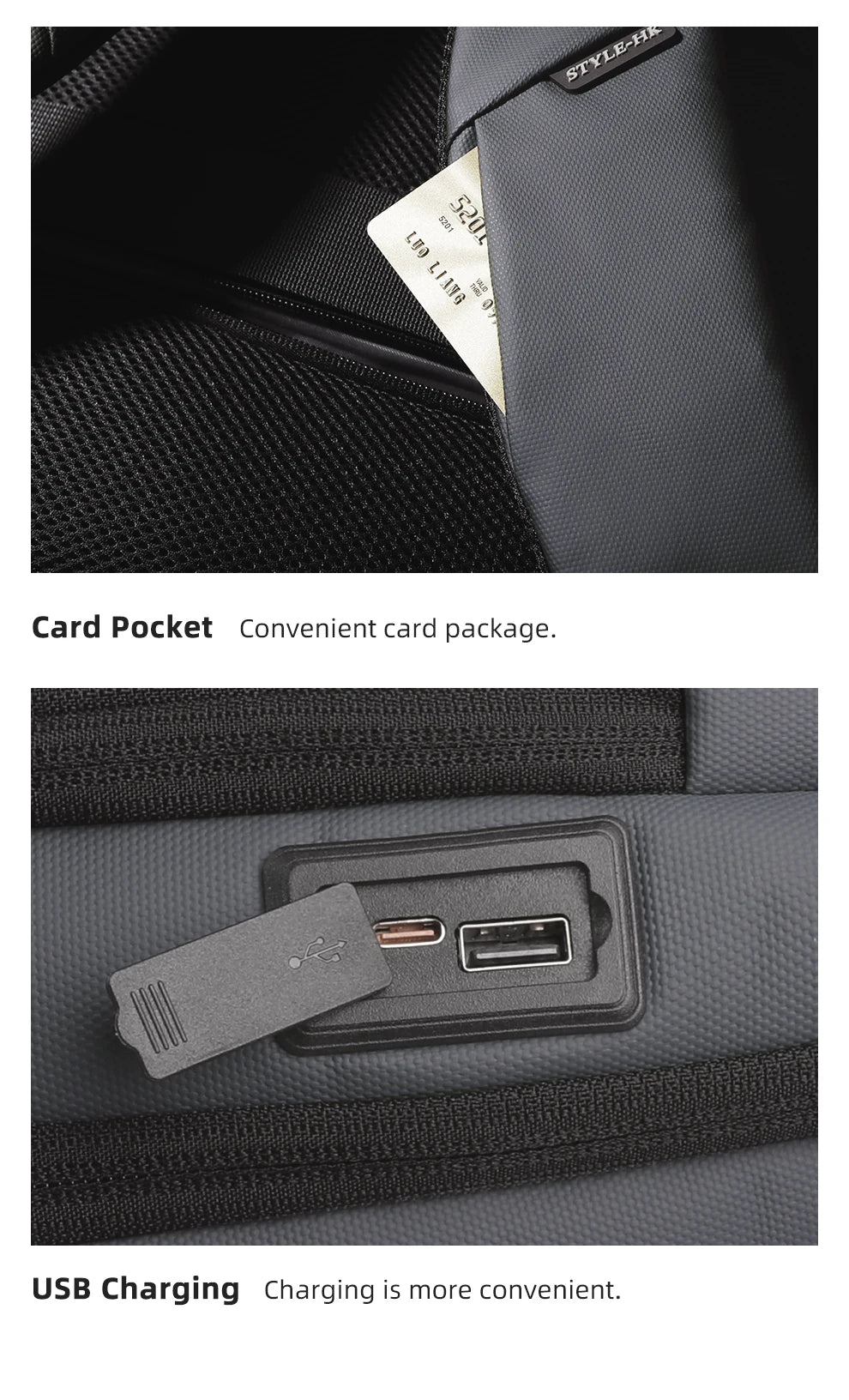 HcanKcan Men's Expandable Backpack Multifunction 17.3inch Laptop Bag Fashion Waterproof Travel Backpack Lightweight Business Bag