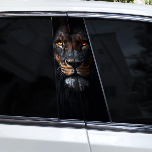 2pcs Lion Animal Car Decal Car B Pillar Decal Vinyl Waterproof Car Door Post Decal Diy Car Modification Styling Decal