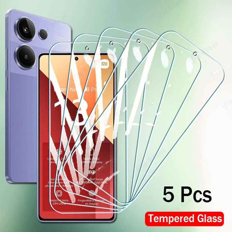 5Pcs Tempered Glass For Xiaomi Redmi Note 13 12 Pro 13R 13C 12C Screen Protector For Redmi Note 13 12 Pro Cover Protective Glass