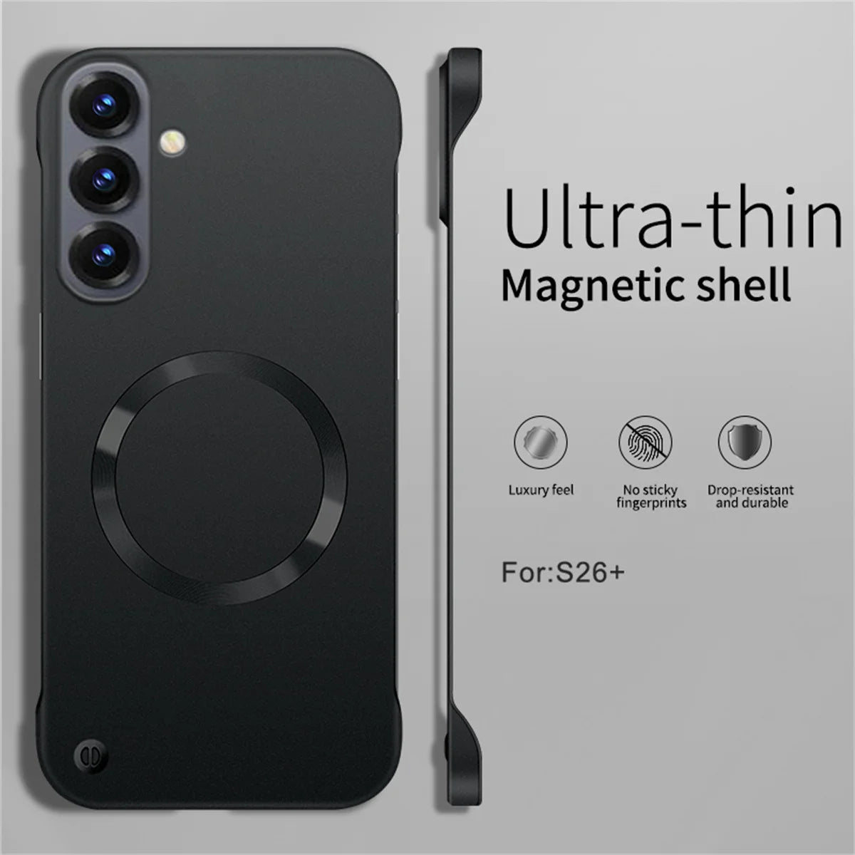 Ultra Thin PC Frameless Magnetic Phone Case for Samung S26 Ultra S25 Edge S24 FE S22 S23 Plus A56 A55 for Magsafe Matte Cover