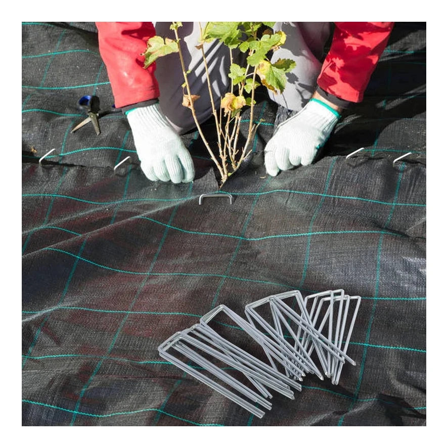 NEW Garden Peg Silver Metal U-Shape Garden Staple Garden Ground Nail Film Fixed Pegs Gardening Fixing Tools Film Peg retail