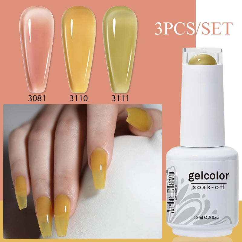3PCS/Set Arte Clavo Gel Nail Polish Kit 15ml Nail Art UV LED Gel Set For Manicure Long Lasting Gel Polish Set Soak off Varnishes