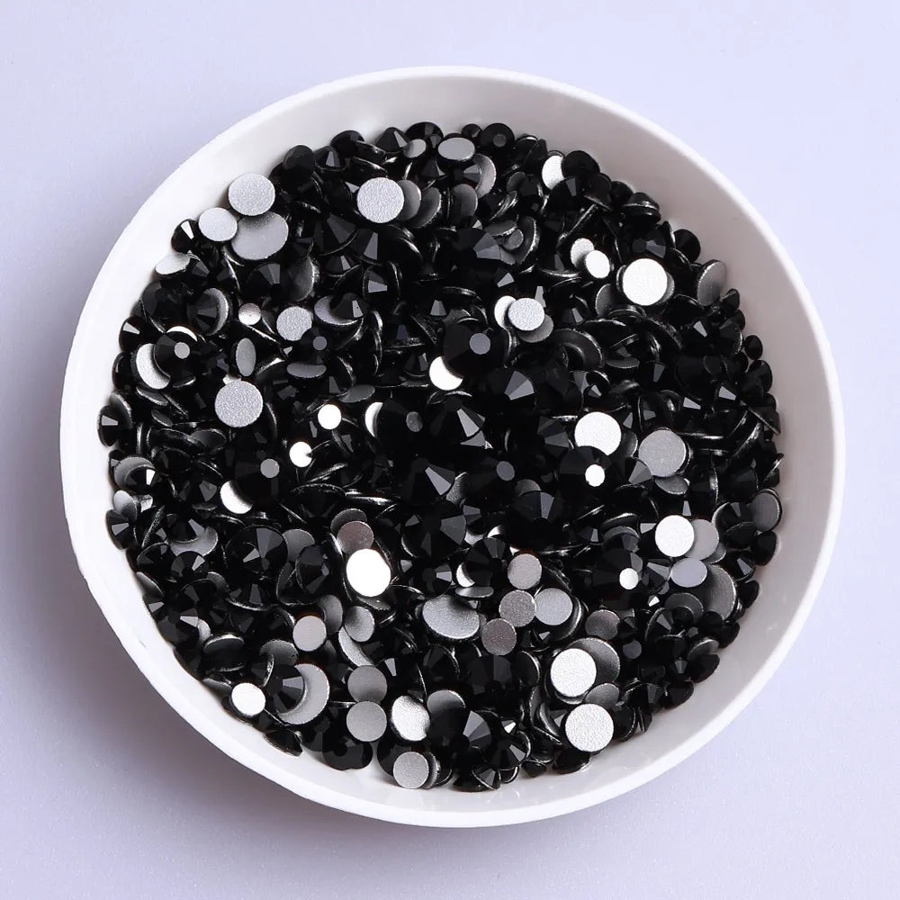 QIIY 1440Pcs Mix Size SS3-SS20 Clear Crystal FlatBack Rhinestones Non-Hotfix Glass Decorations DIY Glitter Stones 3D Nail Art
