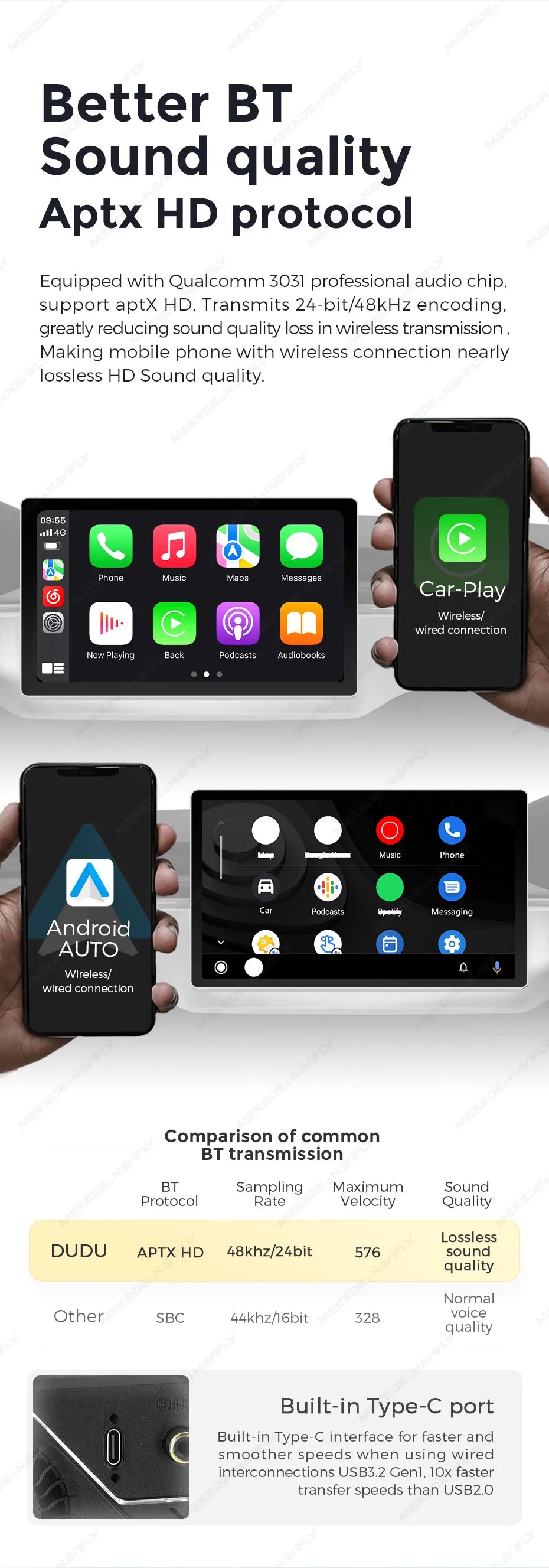DUDUAUTO 9.5/10.36inch DUDU7 Android 13 Universal Carplay Multimedia Car Radio WIFI DSP TDA7708 12+512G Android-Auto Carplay