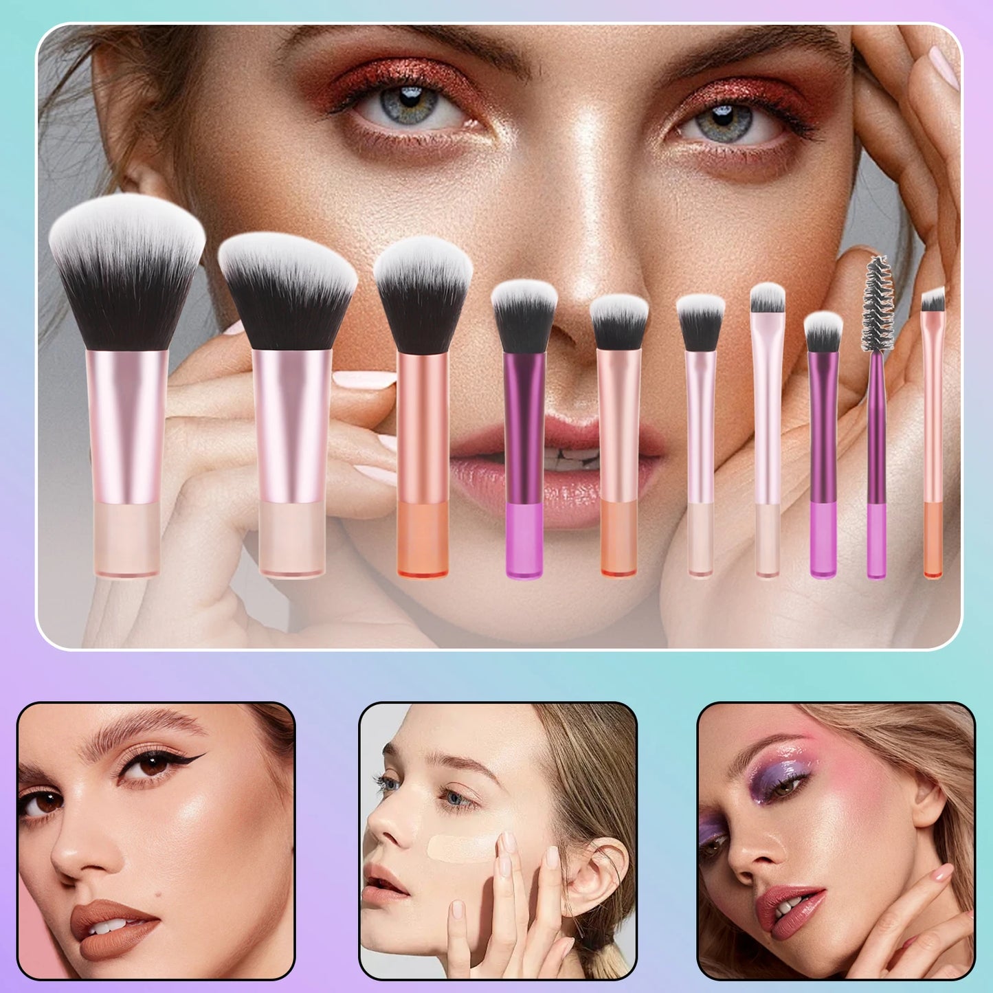 Makeup Brush Sets, 15pcs Plastic Multiple shapes Beauty Egg&Storage bag Multifunctional Cosmetic Brush For Making Up Supply