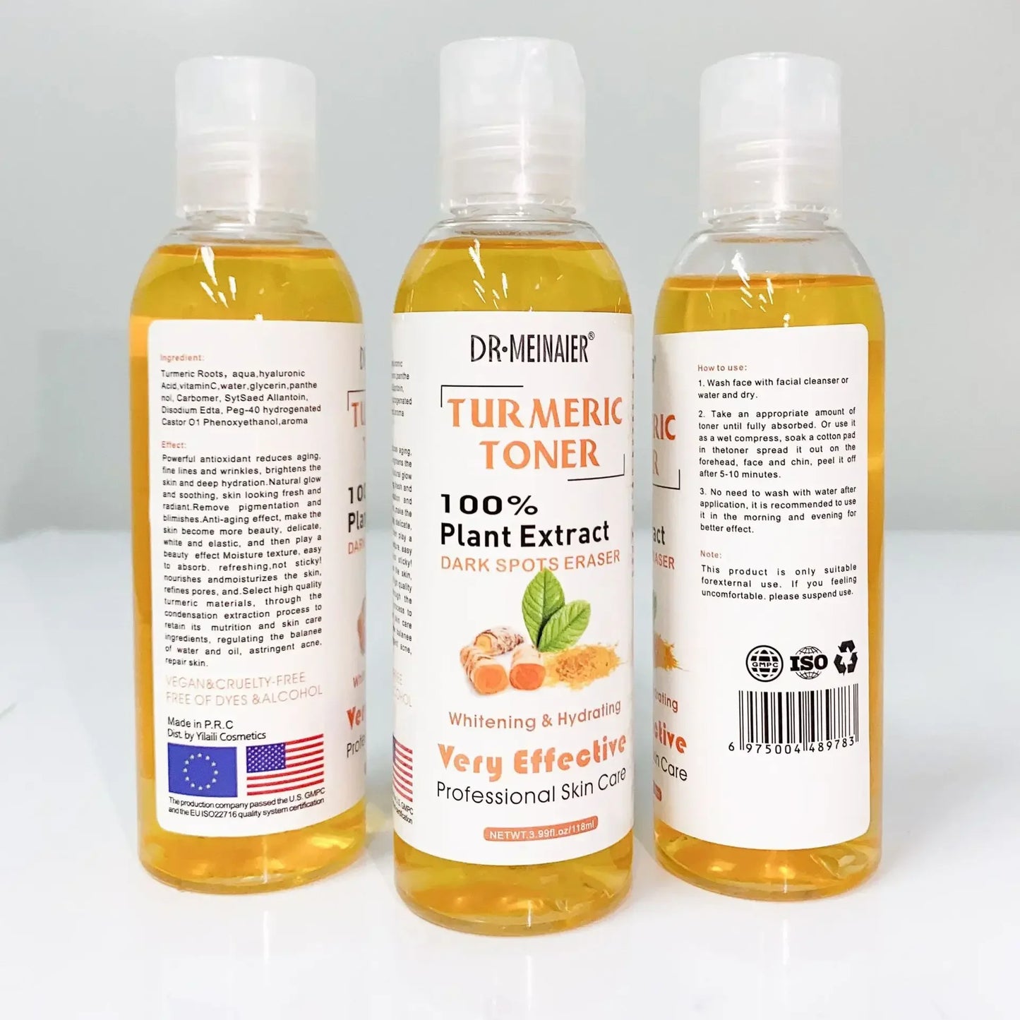 3pcs Whitening Turmeric Toner Brightening Face Serum Dark Corrector Moisturizing Vitamin C Ginger Essence Korean Cosmetics