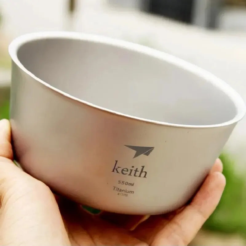 Keith Double-wall Titanium Rice Noodle Ramen Bowl Lunch Box 0.5L Salad Container Utensils For Tourism Tableware Ti5322