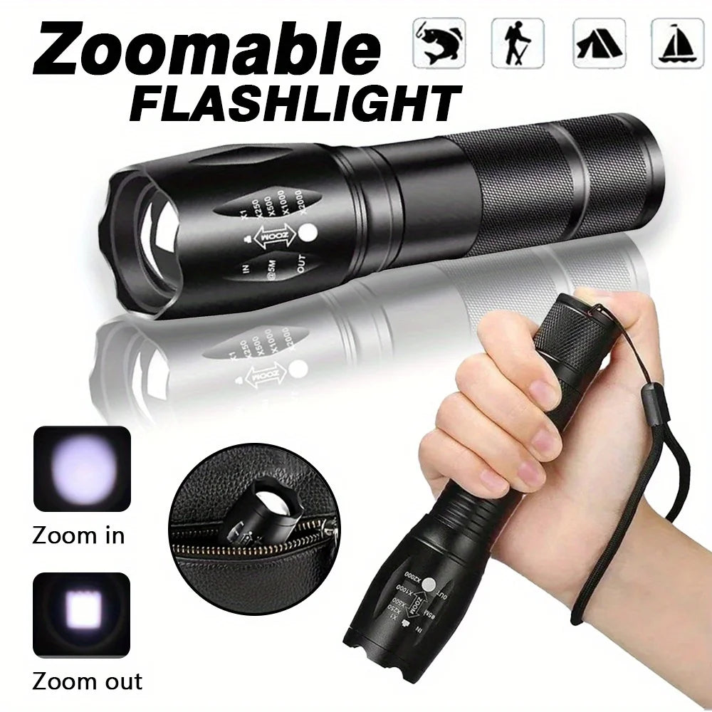 AAA Battery Powered High Power LED Flashlights Self Denfense Tactical Torch Aluminum Alloy Waterproof Zoom Outdoor With 5 Modes