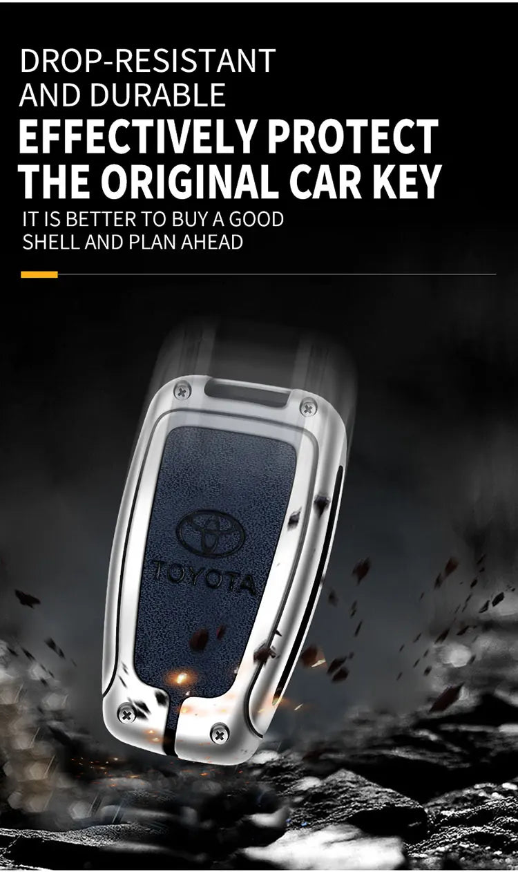 Zinc Alloy Leather Car Smart Remote Key Case Cover Shell For Toyota Corolla Prius Camry CHR C-HR RAV4 Altis Land Cruiser Prado