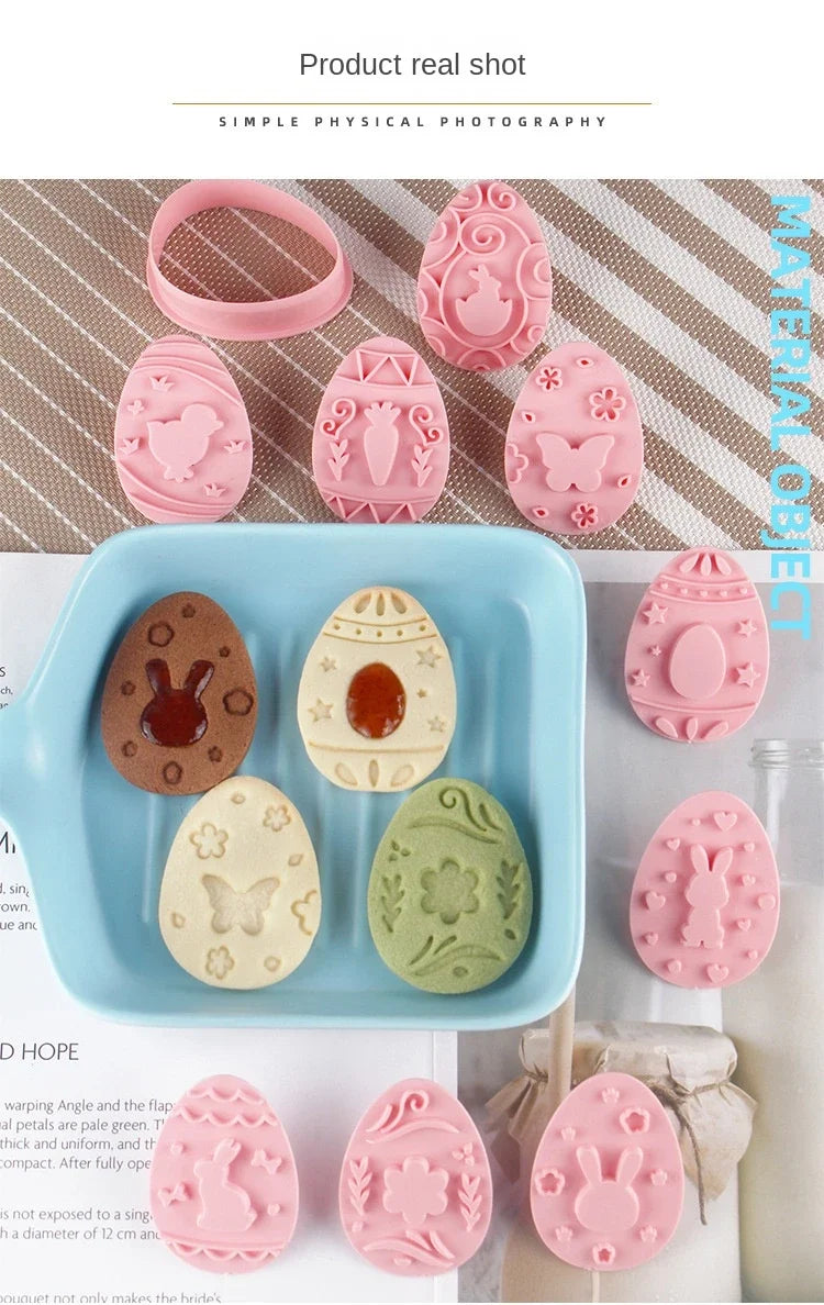 8/9Pcs DIY Easter Sauce Sandwich Biscuit Mold Cartoon Bunny Egg Cookie Cutters 3D Baking Cookie Mold Stamp Cake Decorating Tools