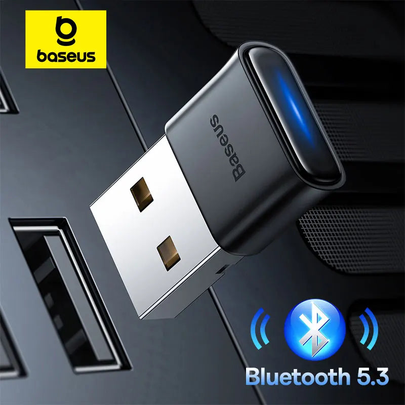 Baseus USB Bluetooth Adapter Bluetooth 5.3 Music Audio Receiver Transmitter For PC Speaker Laptop Wireless Mouse USB Transmitter