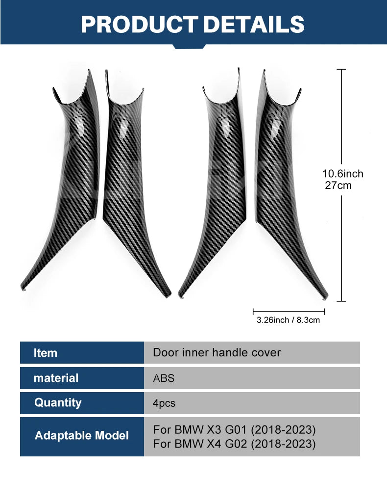 AIRSPEED for BMW X3 G01 X4 G02 2018-2023 Inner Window Lifting Switch Door Handle Pull Cover ABS Carbon Fiber Texture Accessories