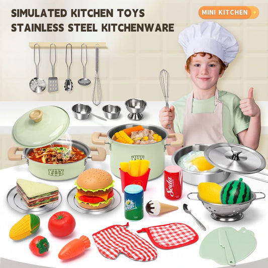 Kitchen Toys Groceries Play Kitchen Kids Set For Kids Jogo De Panela Mini Children's Cooking Kit with Food Cookware Gift