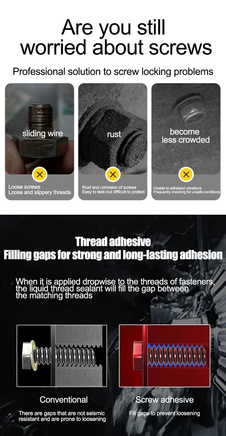 50ml Thread Locking Glue 242 Screw Glue Tightening Screws Prevent Loosening Rusting Caulking Temperature Resistance Anaerobic