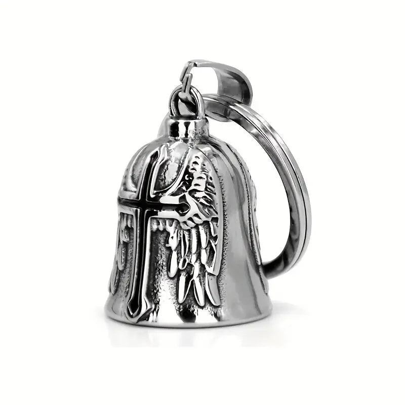 Biker Bell Carved Red Cross Wings Pendant Motorcycle Riding Bell Necklace Personality Men\'s Lucky Amulet Jewelry Wholesale