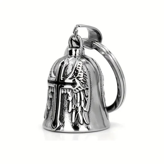 Biker Bell Carved Red Cross Wings Pendant Motorcycle Riding Bell Necklace Personality Men\'s Lucky Amulet Jewelry Wholesale