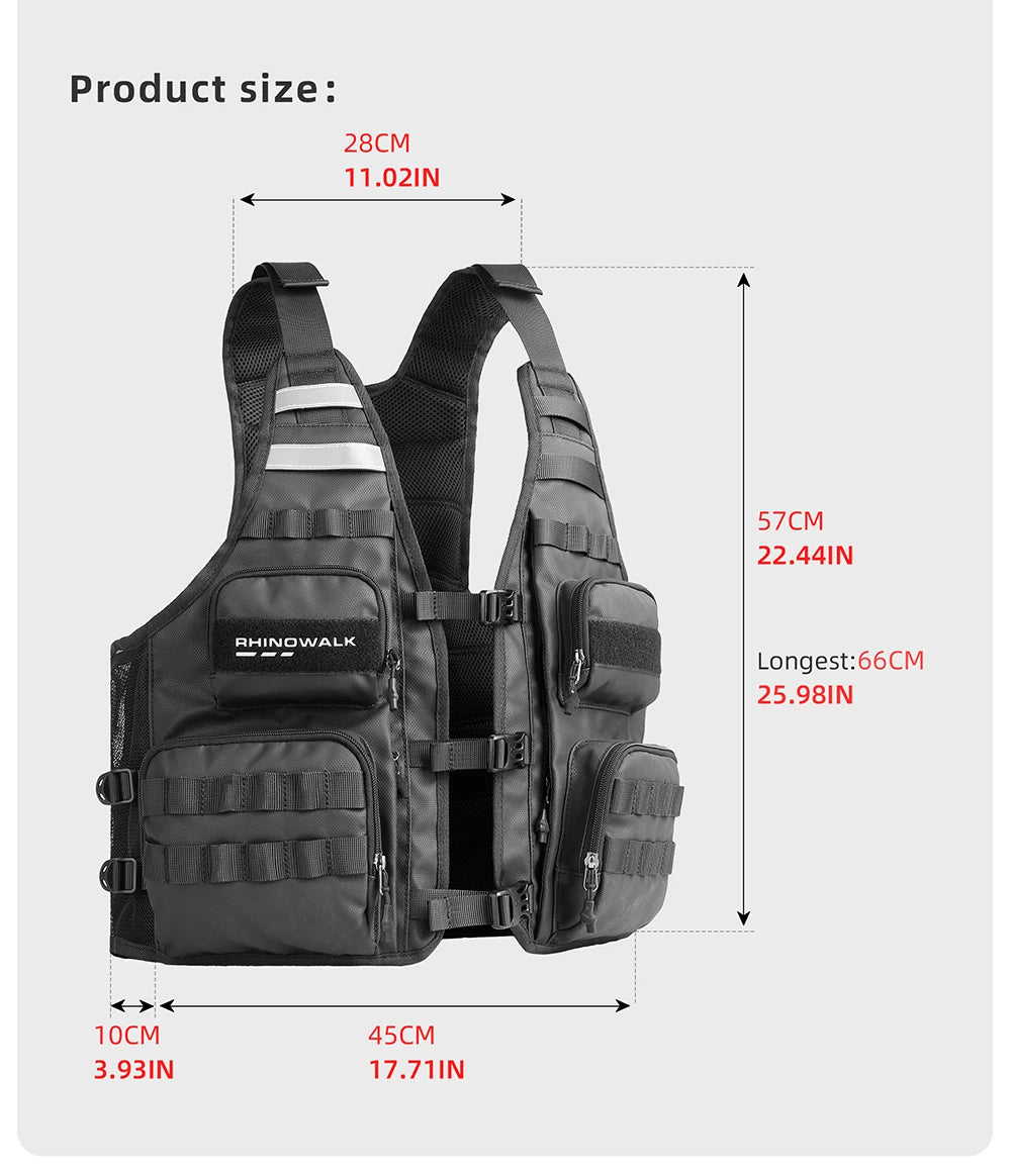 Rhinowalk Motorcycle Vest Adjustable Size Motor Breathable Motocross Vest Motorbike Jacket Backpack Support Water Bag 2L Or 3L