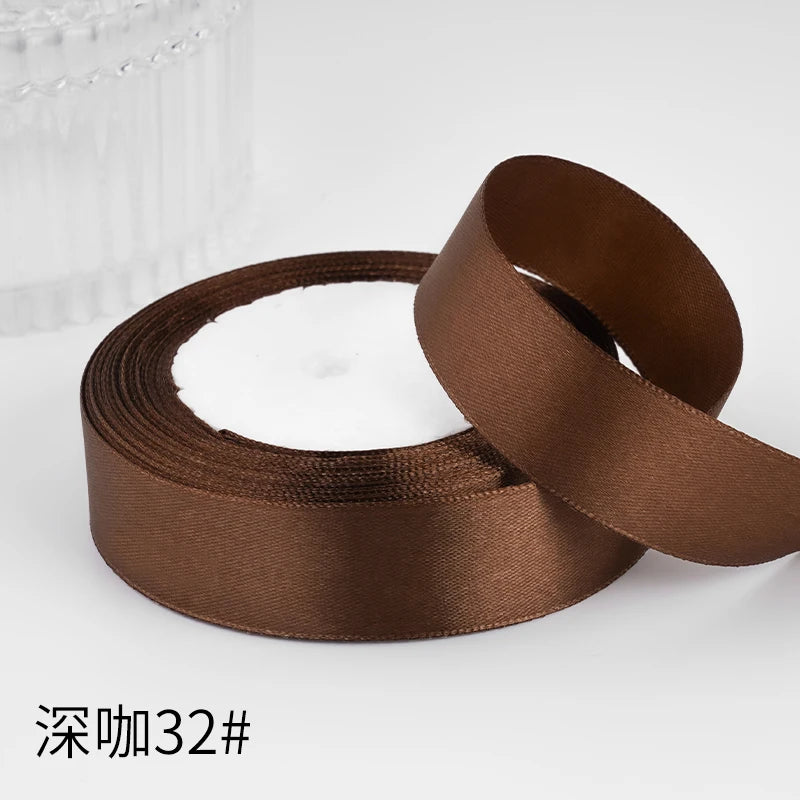 25yards/roll 1inch Satin Ribbon DIY Handmade Crafts Gift Box Flower Cake Decoration Wedding Birthday Party Festival Supplies