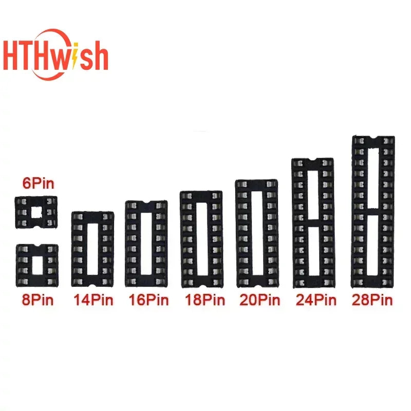 10pcs IC seat 6P/8P/14P/16P/18P/20P/24P/28P DIP IC Sockets Adaptor Solder Integrated Circuits Sockets Electronic Component