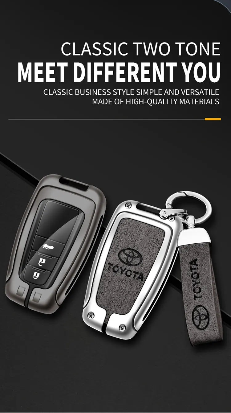 Zinc Alloy Leather Car Smart Remote Key Case Cover Shell For Toyota Corolla Prius Camry CHR C-HR RAV4 Altis Land Cruiser Prado
