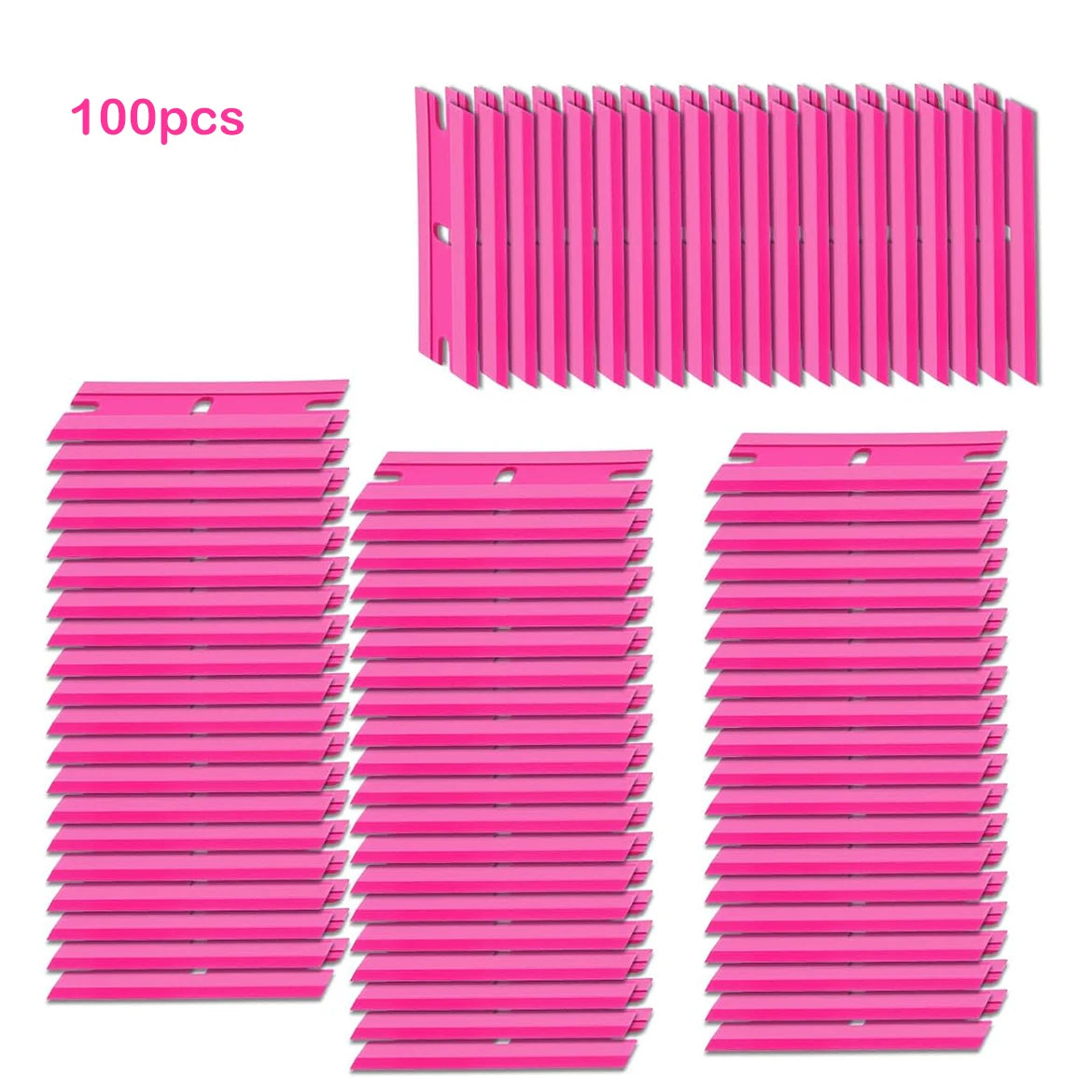 ALIWRAP 100pcs Spare Double Edged Plastic Razor Blades For Scraper Car Wrap Stickers Labels Glue Remover Window Glass Cleaning