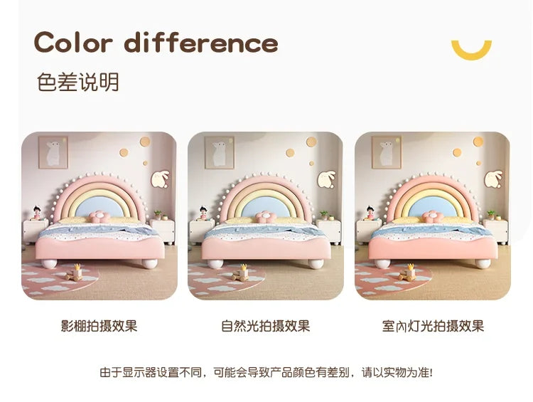Cute Princess Children Beds Mattress Modern Pink Comferter Bed Luxury Wood Cama Infantil Bedroom Set Furniture