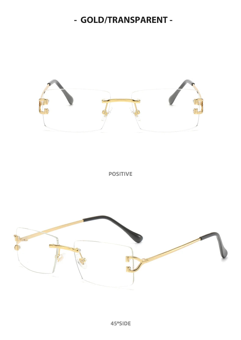 Square rimless sunglasses women Europe and the United States fashion modern glasses with street shot fashionable sunglasses