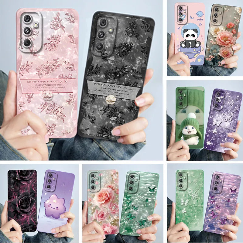 For Samsung Galaxy M34 M35 5G F34 5G Simplicity Flowers Liquid Shockproof Silicone Soft Phone Cover For SamsungM34 5G Case